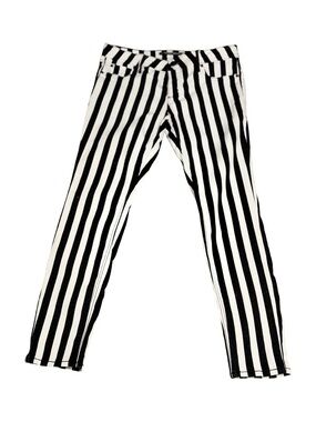 Almost Famous Black & White Striped Straight-Leg Jeans